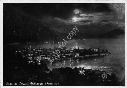 Cartolina - Menaggio panorama notturno 1952