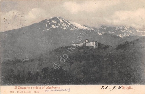 Cartolina - Mombarone - Veduta e Santuario - 1905
