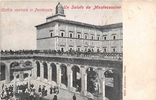 Cartolina - Montecassino - Cortile centrale in Pentecoste - animata …
