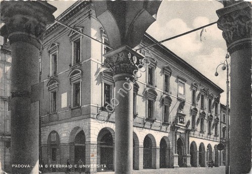 Cartolina - Padova Via 8 Febbraio Università 1957