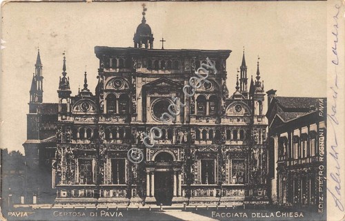 Cartolina - Pavia Certosa di Pavia facciata ed.Rognoni Bromo primi …
