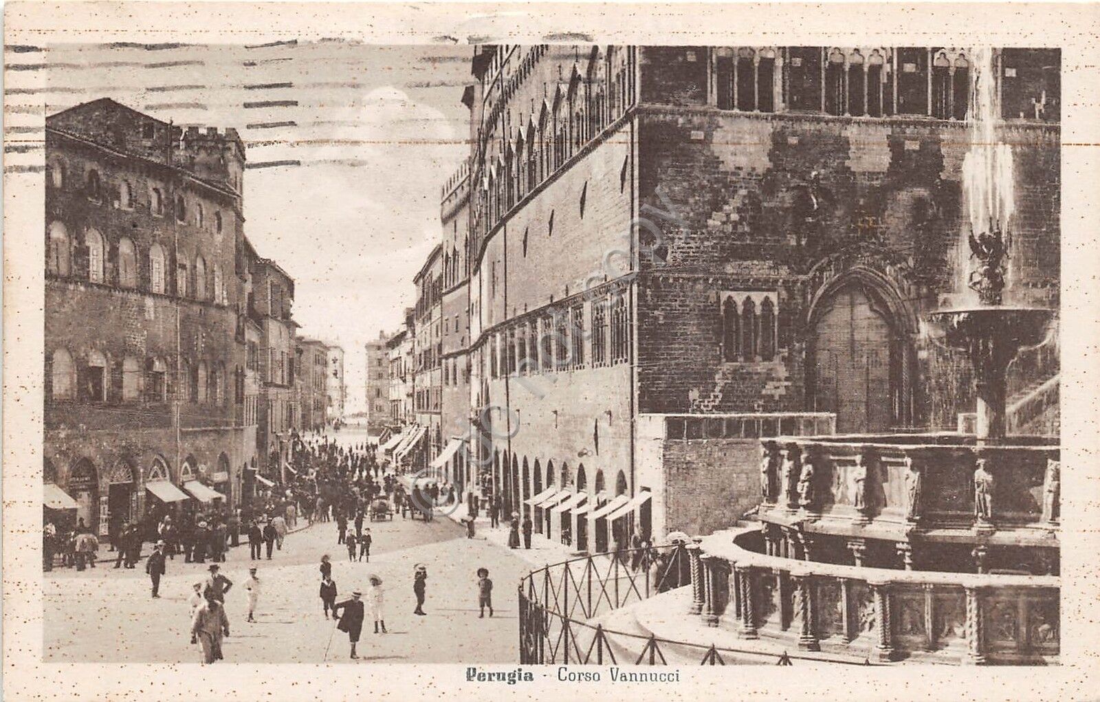 Cartolina - Perugia - Corso Vannucci - animata - 1948
