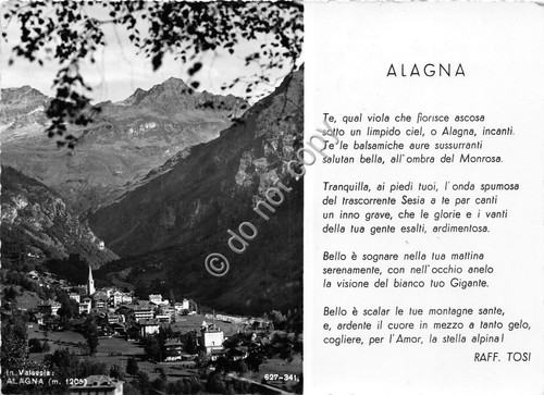 Cartolina - Postcard - Alagna - con Poesia di Tosi …