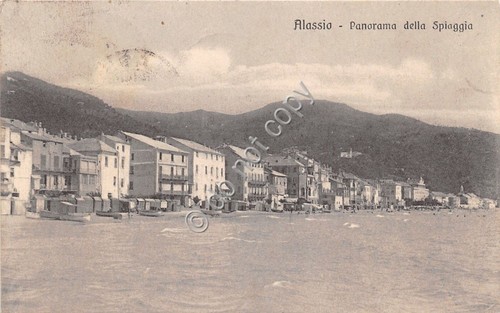 Cartolina - Postcard - Alassio - Panorama della spiaggia - …