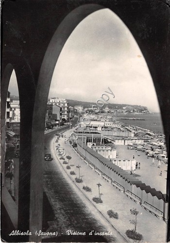 Cartolina - Postcard - Albisola scorcio panoramico dall'alto spiaggia 1950 …