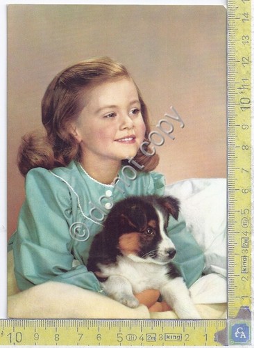 Cartolina - Postcard - Bambina con cucciolo di cane - …
