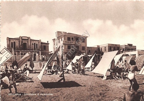 Cartolina - Postcard - Bellaria - spiaggia - pensioni - …