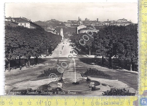 Cartolina - Postcard - Bergamo - Piazzale Stazione - Viale …