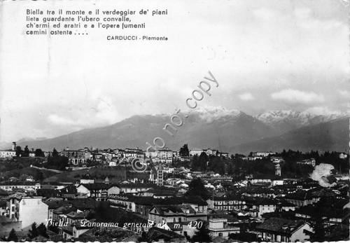 Cartolina - Postcard - Biella panorama poesia Carducci
