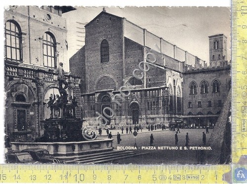 Cartolina - Postcard - Bologna - Piazza Nettuno - animata …