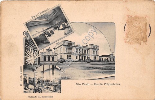 Cartolina - Postcard - Brazil S. Paulo Escola Polytecnica Cabinete …
