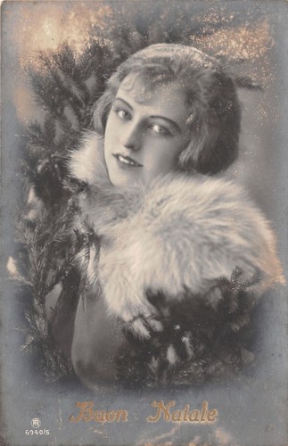 Cartolina - Postcard - Buon Natale - Donna - capelli …