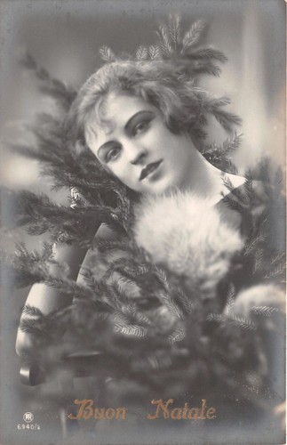 Cartolina - Postcard - Buon Natale - Donna - pelliccia …