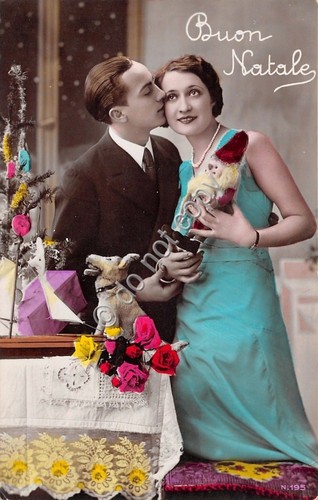 Cartolina - Postcard - Buon Natale - Innamorati - santa …