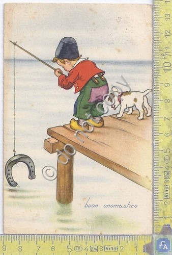 Cartolina - Postcard - Buon Onomastico - Ferro di cavallo …