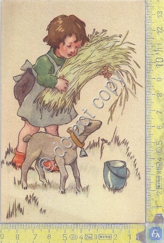 Cartolina - Postcard - Buona Pasqua - Agnello e bambina …