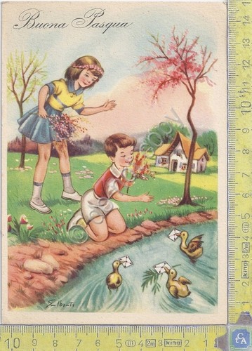 Cartolina - Postcard - Buona Pasqua - Bambini con papere …