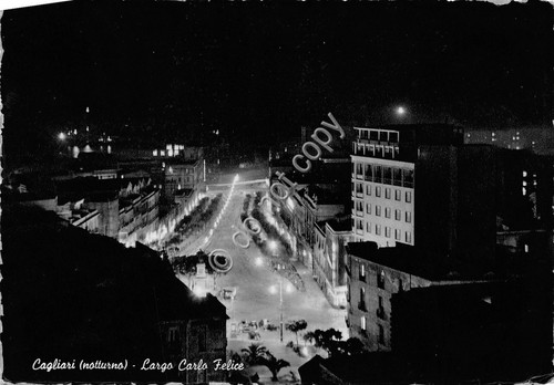 Cartolina - Postcard - Cagliari - Notturno - Via C. …