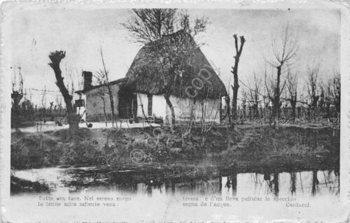 Cartolina - Postcard - casupola sul fiume - Poesia Carducci …