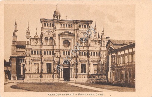 Cartolina - Postcard - Certosa di Pavia Facciata della Chiesa