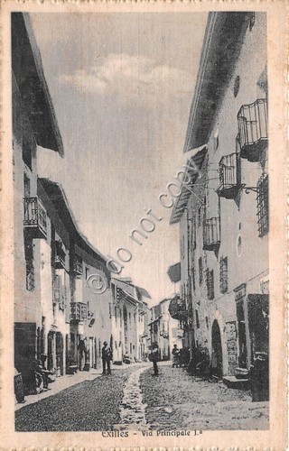 Cartolina - Postcard - Exilles Via Principale animata 1915
