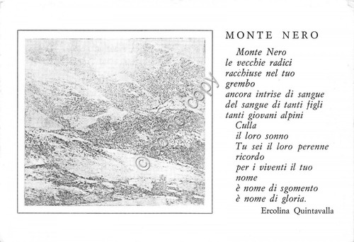 Cartolina - Postcard - Filatelica - Monte Nero - Poesia …