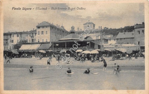 Cartolina - Postcard - Finale Ligure Bagni Ondina animata costumi …