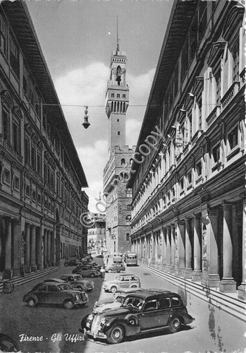 Cartolina - Postcard - Firenze - Uffizi - Auto d'epoca …
