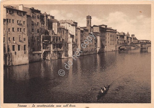 Cartolina - Postcard - Firenze case sull Arno 1939