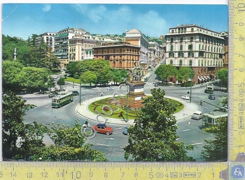 Cartolina - Postcard - Genova - Piazza Corvetto - auto …