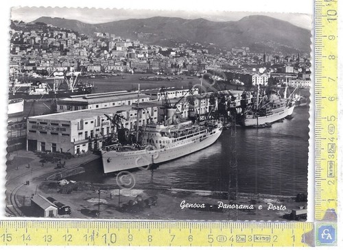 Cartolina - Postcard - Genova - Porto con navi - …