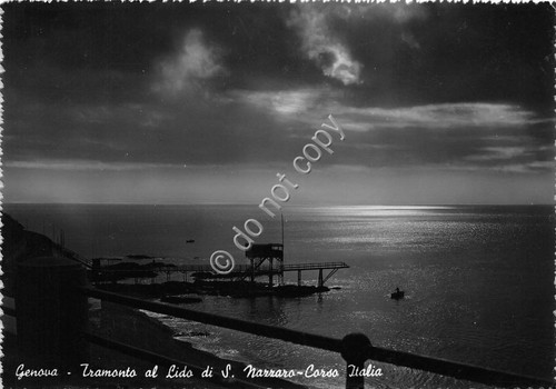 Cartolina - Postcard - Genova - Tramonto al Lido S. …