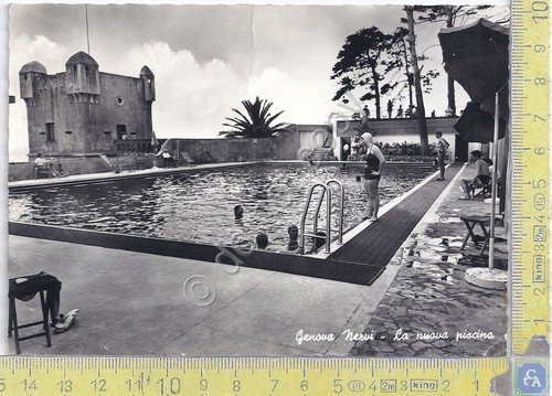 Cartolina - Postcard - Genova Nervi - la nuova Piscina …