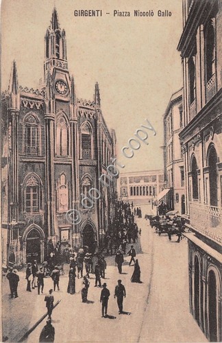 Cartolina - Postcard - Girgenti - Piazza Gallo - Animata …