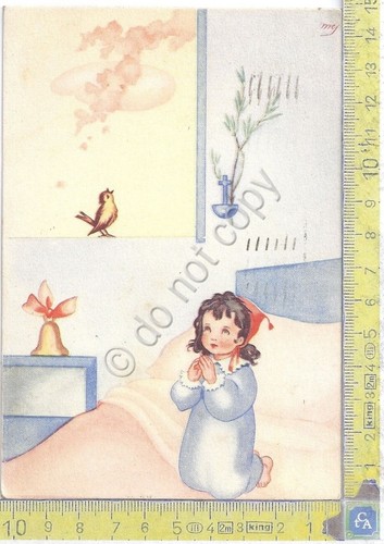 Cartolina - Postcard - Illustrata - Bambina che prega - …