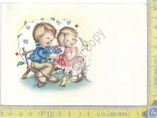 Cartolina - Postcard - Illustrata - Bambini - pulcini - …