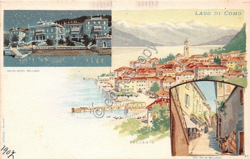 Cartolina - Postcard - Illustrata - Bellagio - Grand Hotel …