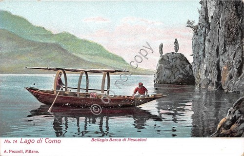Cartolina - Postcard - Illustrata - Como - barca di …