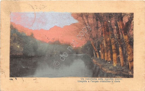 Cartolina - Postcard - Illustrata - ruscello - Poesia - …
