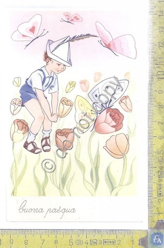 Cartolina - Postcard - Illustrata- Buona Pasqua - Farfalle - …