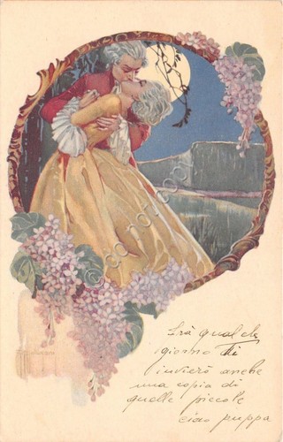 Cartolina - Postcard - Illustrata Malugani - Innamorati - Bacio …