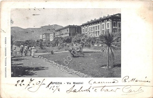 Cartolina - Postcard - La Spezia Via Mazzini animata 1907VG