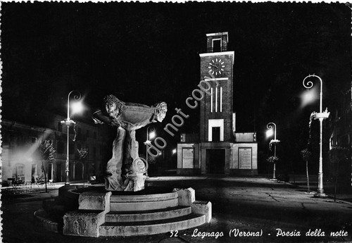Cartolina - Postcard - Legnago - Fontana - orologio - …
