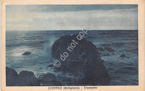 Cartolina - Postcard - Livorno Antignano Tramonto anni '30