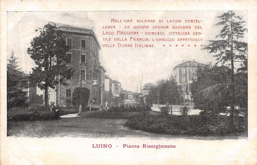 Cartolina - Postcard - Luino - Piazza Risorgimento - poesia …