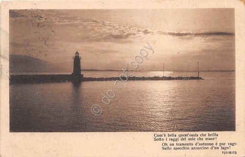 Cartolina - Postcard - mare con faro - Poesia Fusinato …