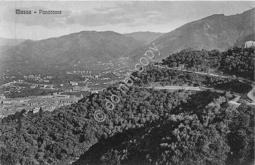 Cartolina - Postcard - Massa panorama dall'alto anni '30
