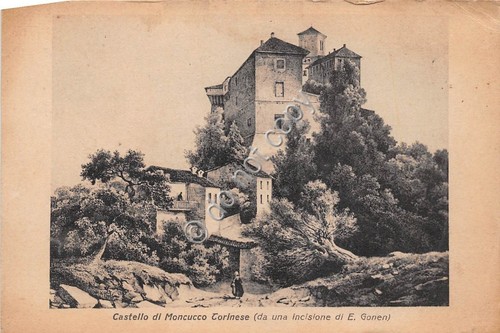 Cartolina - Postcard - Moncucco Torinese Castello animata incisione Gonen …
