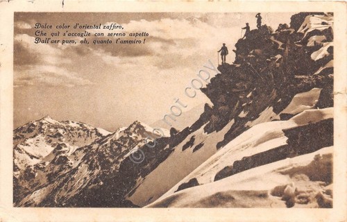 Cartolina - Postcard - Montagna animata scalatori - poesia - …