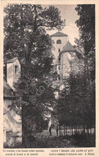 Cartolina - Postcard - Paesaggio con maniero - Poesia Pascoli …